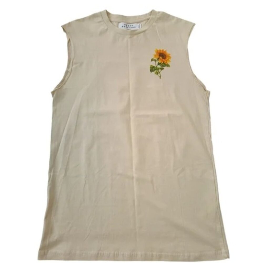 S🌻Urban Heritage Men Cream&Yellow Tank Top Sunflower Design